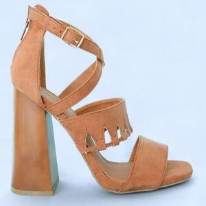 Camel chunky heels